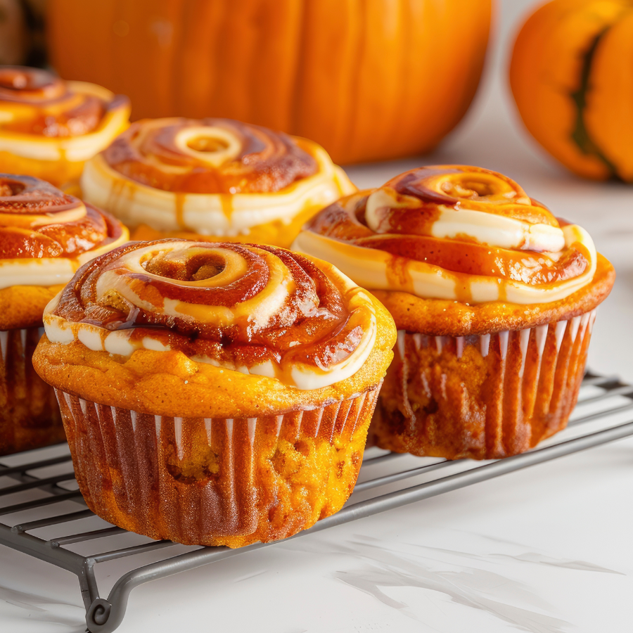 Low-Carb Pumpkin Cream Cheese Swirl Muffins